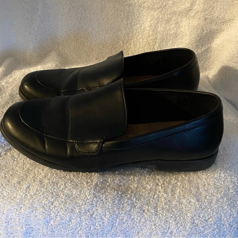 Solanz‎ Shoes Women’s Size 8 Wide Black Slip On Loafer Banks
